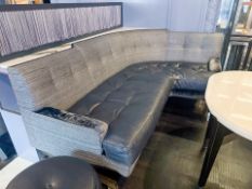 Iconic Navy Leather 3 Seat Corner Sofa, Commissioned by Robert Angell Design for The Berkeley