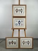 Artwork Serves Porcelain Urns Prints x 4