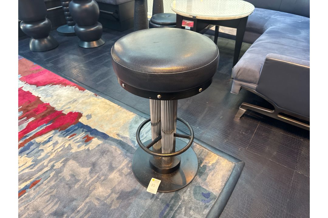 Bespoke Ben Whistler Navy Leather Stool, Commissioned by Robert Angell Design, The Berkeley Blue Bar - Image 2 of 7
