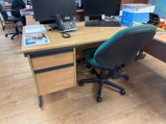 Beech Effect Straight Desk With Drawers X2