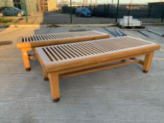 Pair Of Wooden Oak Slat Bench-No Reserve