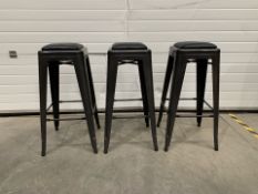 Industrial Grey Frame Leather Top Stools x3 -No Reserve