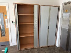 Wooden Tall Tambour Unit X2