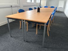 Beech Effect Straight Desks X6 With Conference Chairs