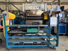 Blue Steel Topped Manufacturing Table