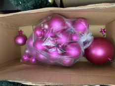 Box Of Assorted Pink Festive Baubles - No Reserve