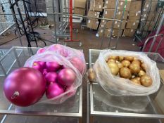 2 Bags Of Pink & Gold Festive Baubles - No Reserve