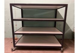 4 x Flatpacked Asymetrical Steel Framed Shelving Unit On Wheels - Brand New, Boxed