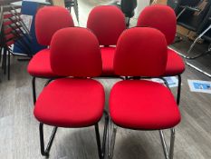 5 Red Fabric Chairs - No Reserve