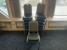 11 Steel Framed Leather Seat Fabric Backed Stackable Chairs - No Reserve