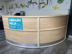 Curved Wooden Library Help Desk - No Reserve