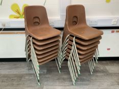 14 Grey Metal Base Brown Plastic Chairs - No Reserve