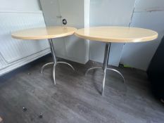 2 Round Wooden Topped Tables - No Reserve