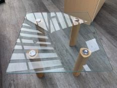 Square Glass Top Wooden Legged Coffee Table - No Reserve