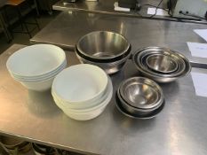 Assorted Mixing Bowls Metal And Plastic