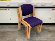 Set Of 3 Wooden Framed Purple Felt Chairs - No Reserve