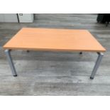 Grey Metal Legged Wooden Lacquer Top Coffee Table - No Reserve