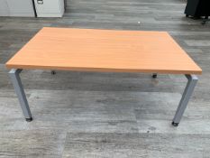 Grey Metal Legged Wooden Lacquer Top Coffee Table - No Reserve