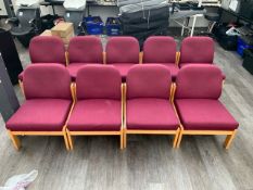 9 Wooden Base Maroon Fabric Top Chairs - No Reserve