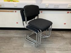 Set Of 3 Steel Framed Black Felt Cesca Chairs - No Reserve
