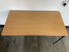 Grey Metal Frame Wooden Lacquer Top Straight Desk - No Reserve