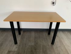 Straight Desk Black Metal Legs Wood Lacquer Top - No Reserve