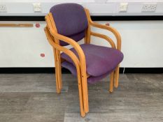 Pair Of Wooden Framed Purple Felt Chairs - No Reserve
