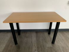 Straight Desk Black Metal Legs Wood Lacquer Top - No Reserve