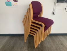 Set Of 6 Wooden Framed Maroon Felt Chairs - No Reserve