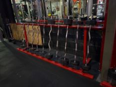 Assorted Ez Curl Bars And Rack