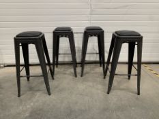 Industrial Grey Frame Leather Top Stools x4-No Reserve
