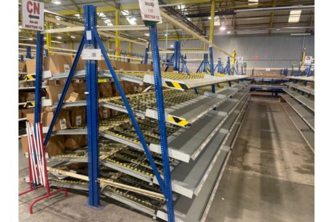 181 Bays of Back To Back Flow Racking Consists 224 Frames, 910 Flow Shelves, Dismantled & Palletised - Image 10 of 27
