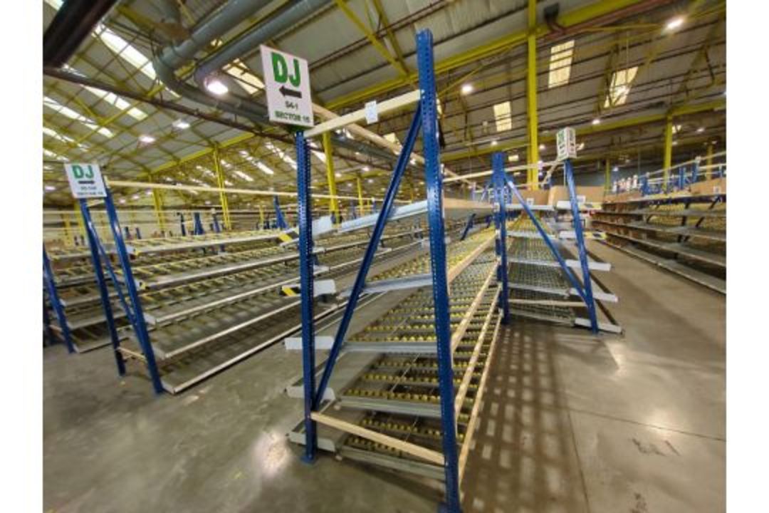 181 Bays of Back To Back Flow Racking Consists 224 Frames, 910 Flow Shelves, Dismantled & Palletised - Image 5 of 27