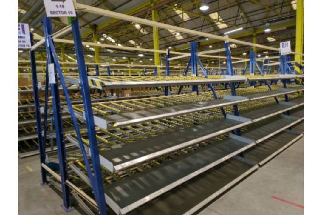 181 Bays of Back To Back Flow Racking Consists 224 Frames, 910 Flow Shelves, Dismantled & Palletised - Image 2 of 27
