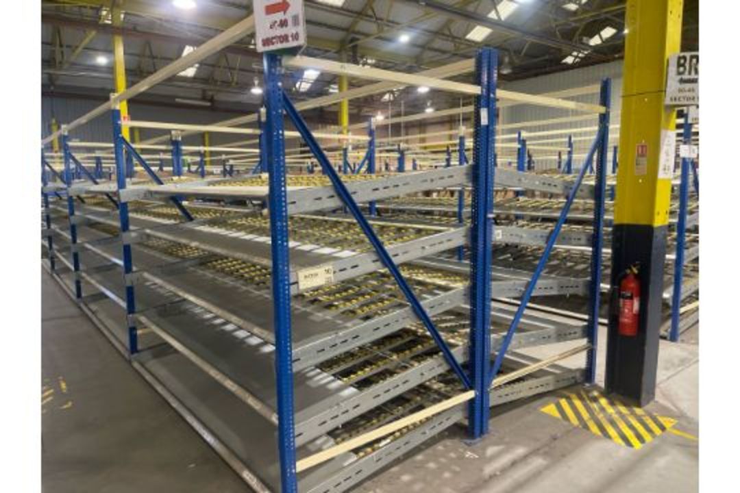 181 Bays of Back To Back Flow Racking Consists 224 Frames, 910 Flow Shelves, Dismantled & Palletised - Image 14 of 27