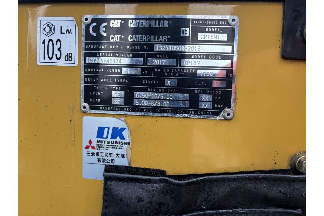 Caterpillar GP18NT 2017 Gas Powered Forklift Truck, 8185 Hours - Image 12 of 12