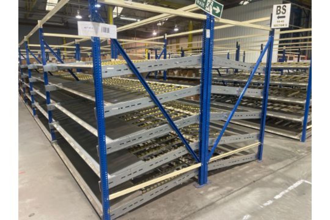181 Bays of Back To Back Flow Racking Consists 224 Frames, 910 Flow Shelves, Dismantled & Palletised - Image 21 of 27