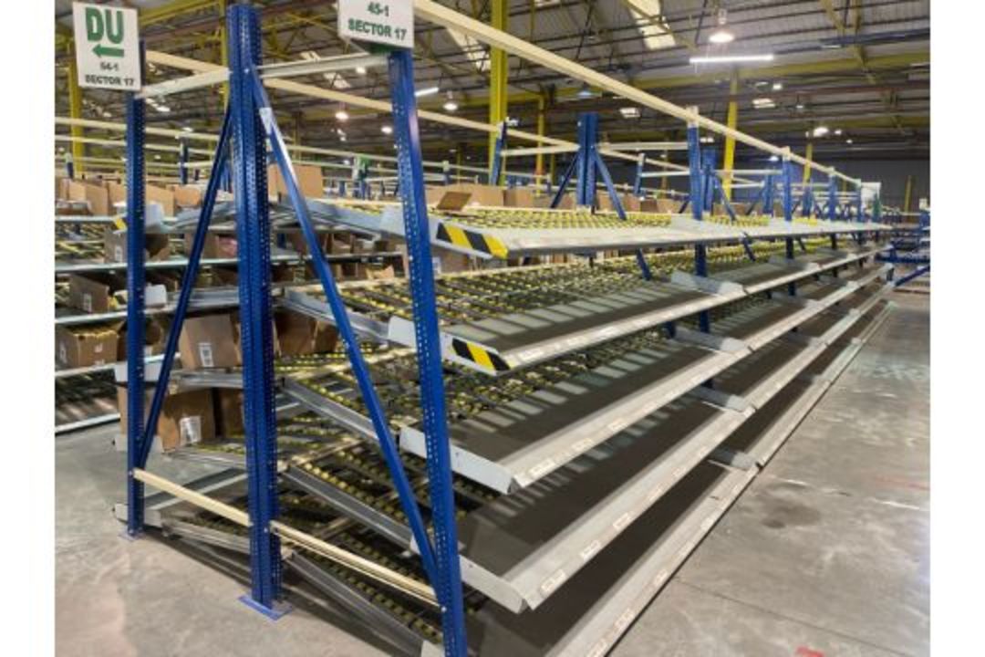 181 Bays of Back To Back Flow Racking Consists 224 Frames, 910 Flow Shelves, Dismantled & Palletised - Image 22 of 27