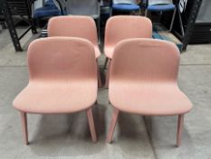4 Pink Fabric Chair With Pink Wooden Legs - No Reserve