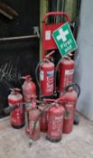 Selection of Fire Extinguishers & Fire Extinguisher Stand, No Reserve