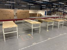 Group Of 4 Adjustable Metal Frame Wood Top Tables- No Reserve