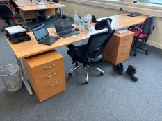4 Office Desks, Pedestial & Chairs - No Reserve