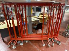 11 Assorted Red Wheeled Clothing Rails - No Reserve