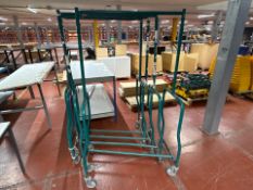 4 Green Angled Wheeled Clothing Rails - No Reserve