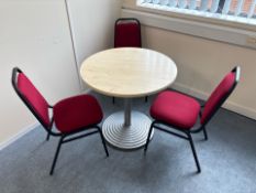 Circular Table And Felt Red Chairs - No Reserve