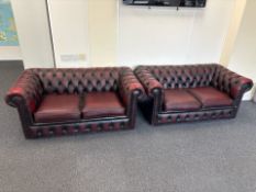 Pair Of Wine Red Chesterfield Sofas