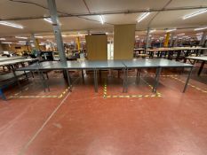 6 Wooden Topped Grey Tables - No Reserve