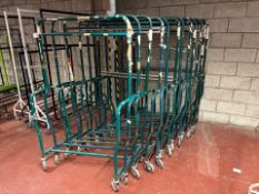 12 Green Angled Wheeled Clothing Rails - No Reserve