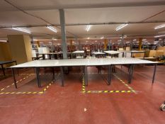 6 Wooden Topped Grey Tables - No Reserve