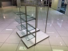 Pair Of Stainless Steel Frame Display Unit With Glass Shelves - No Reserve